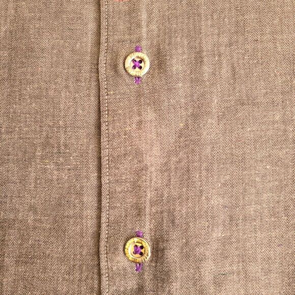 Jared Lang Mens Button Down Shirt Gray Size Medium 100% Cotton Long Sleeve - Picture 10 of 12